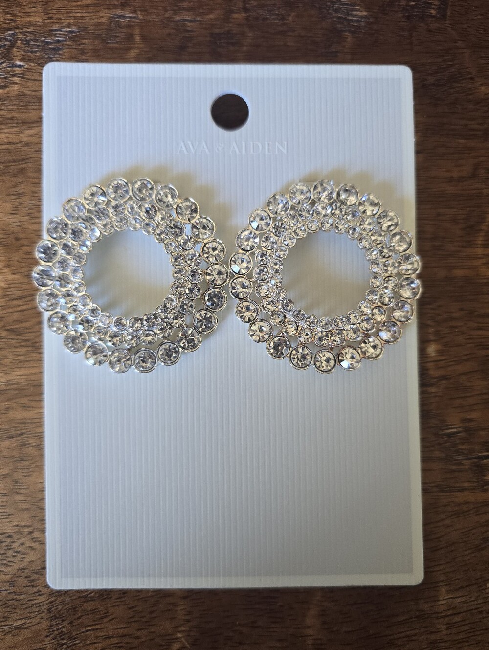 Ava & Aiden Clear Crystal Double-Ring Statement Earrings